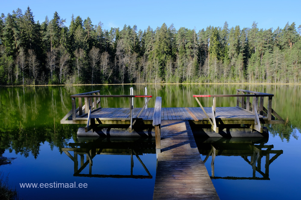 Vaikne järv Elva juures Tartumaa Tervisespordikeskuse lähistel. Parim koht ujumiseks.
